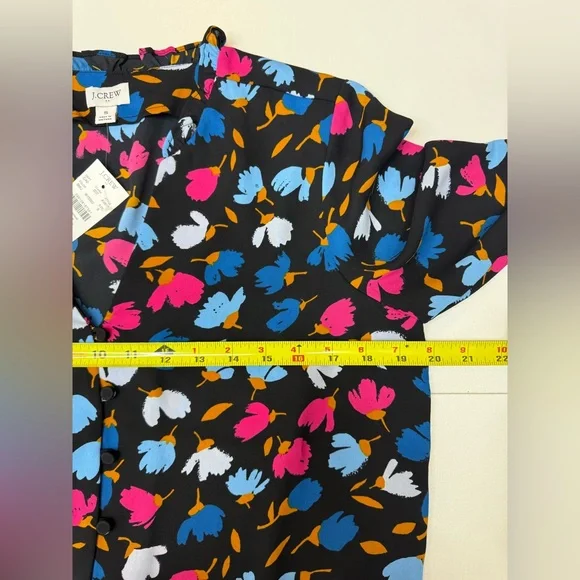 NWT J.CREW Top  Floral Ruffle Neck Button Down Blouse size S - Picture 6 of 9
